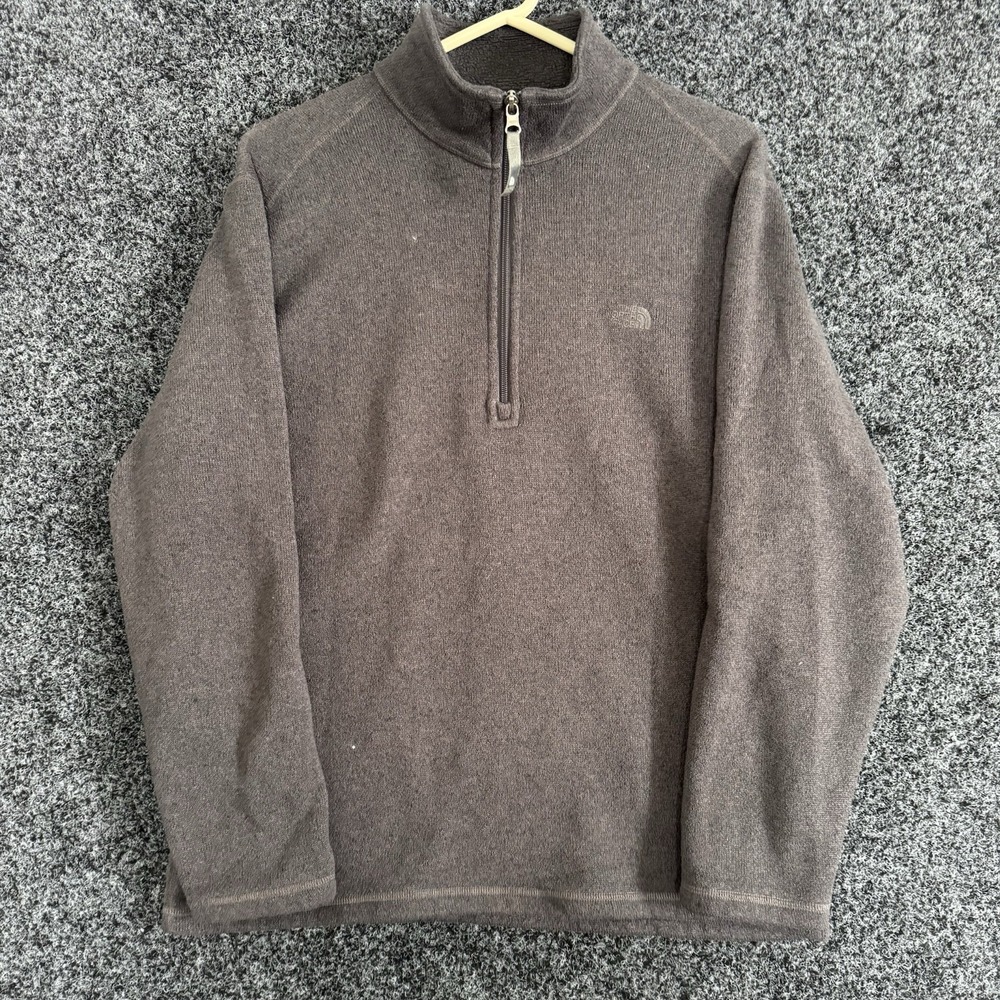 The North Face Textured Cap Rock Fleece 1/4‎ Zip Pullover Gray Men's Size Large